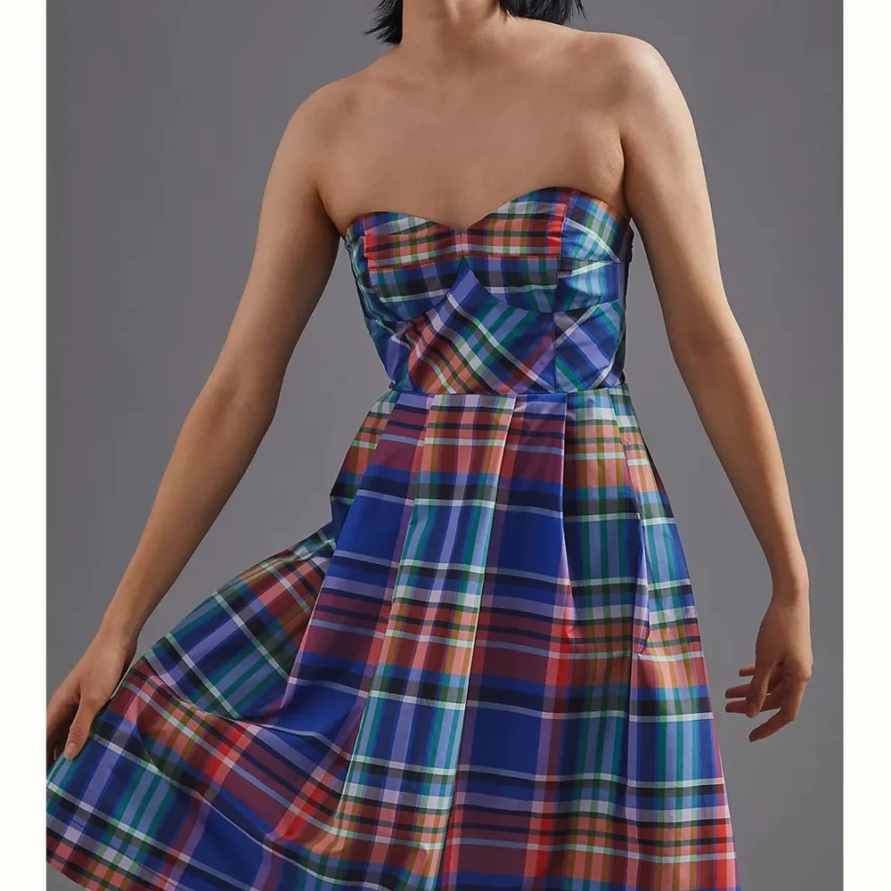 Anthropologie Multicolor Plaid Midi Dress - Blue, Green, Red - Picture 1 of 15